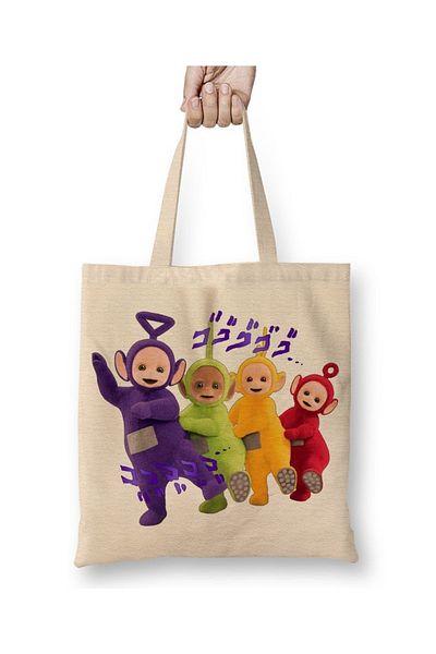 Baskı Dükkanı Geantă din pânză Teletubbies 01 cu mâner lung