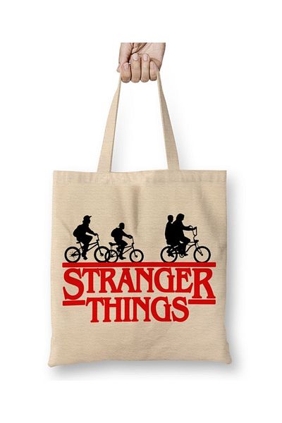 Baskı Dükkanı Stranger Things 01 υφασμάτινη τσάντα με μακριά λαβή