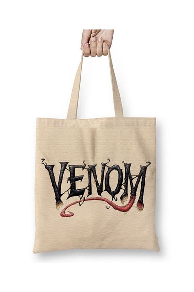 Baskı Dükkanı Υφασμάτινη τσάντα Venom Logo με μακριά λαβή