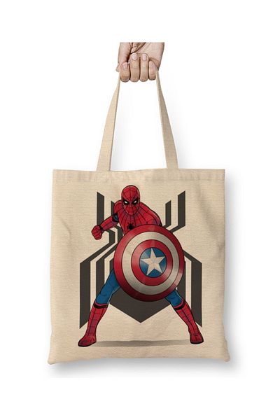 Baskı Dükkanı Geantă din pânză Spider Man Captain Underoos cu mâner lung