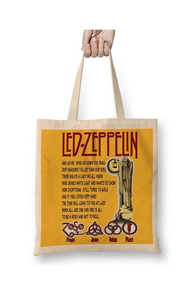 Baskı Dükkanı Υφασμάτινη τσάντα Led Zepplin με μακριά λαβή