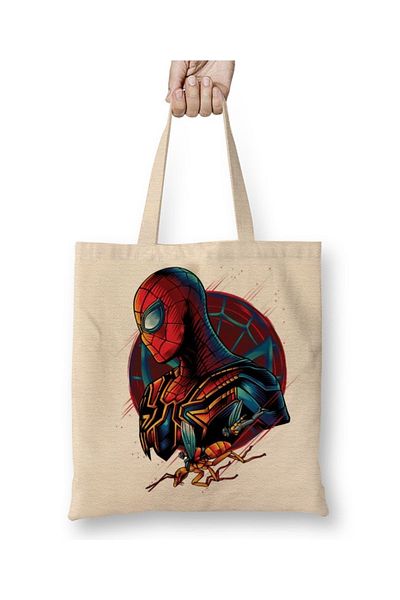 Baskı Dükkanı Geantă din pânză Spiderman Far From Home cu mâner lung