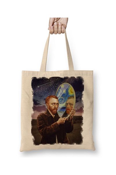 Baskı Dükkanı Υφασμάτινη τσάντα Van Gogh με μακριά λαβή