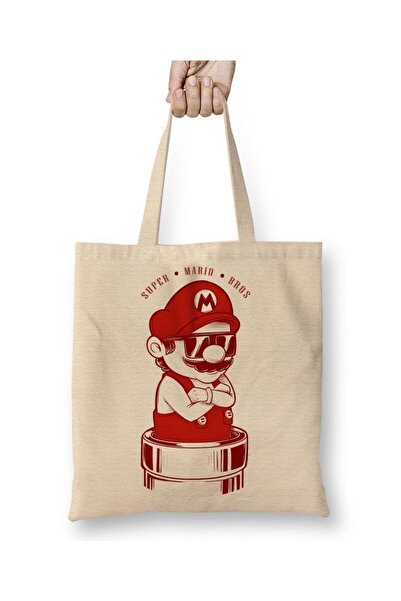 Baskı Dükkanı Super Mario Bros tkanina Torba duga Sa ručkom