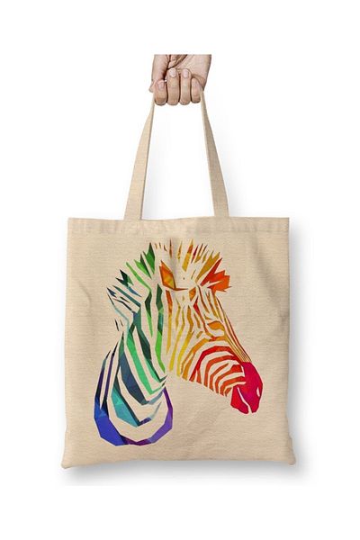 Baskı Dükkanı Υφασμάτινη τσάντα Trius Animals Zebra με μακριά λαβή
