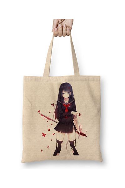 Baskı Dükkanı Geantă din pânză Stamp Anime cu mâner lung