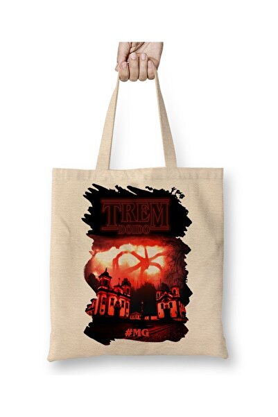 Baskı Dükkanı Stranger Things Crazy Train Minas Cloth Torba Long Sa ručkom
