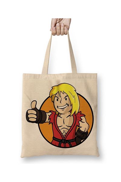 Baskı Dükkanı Υφασμάτινη τσάντα Ken Vault Boy με μακριά λαβή