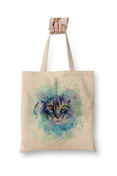 Baskı Dükkanı Τσάντα Cat Color Cat υφασμάτινη τσάντα με μακριά λαβή