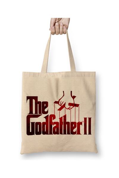 Baskı Dükkanı Geantă din pânză The Godfather Logo 2 cu mâner lung