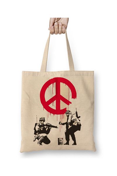 Baskı Dükkanı Υφασμάτινη τσάντα Peace Soldiers με μακριά λαβή