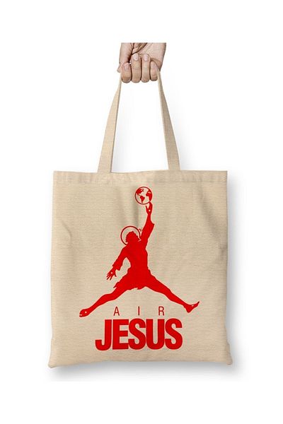 Baskı Dükkanı Air Jesus 02 υφασμάτινη τσάντα μακριά λαβή