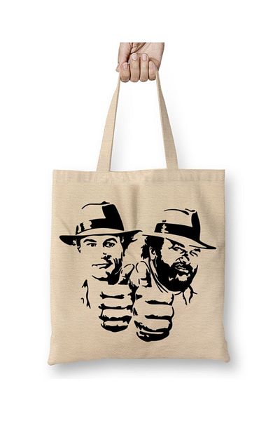 Baskı Dükkanı Υφασμάτινη τσάντα Bud Spencer And Terence Hill με μακριά λαβή