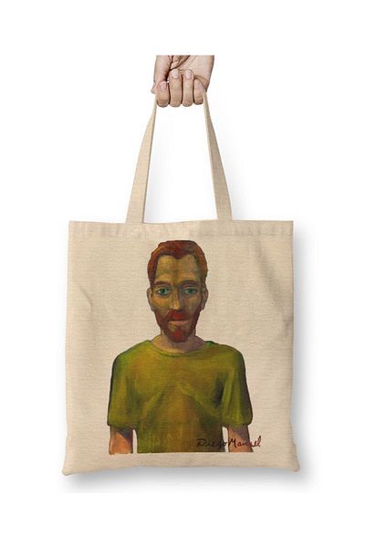 Baskı Dükkanı Υφασμάτινη τσάντα με πορτρέτο Vincent Van Gogh με μακριά λαβή