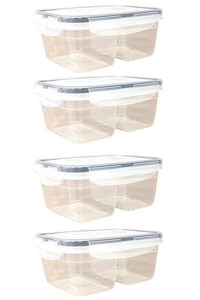 Buffer ® 4 Pieces 2 Compartments 0.45+0.45 Liter Food Storage Container with Lockable Lid Lc-524
