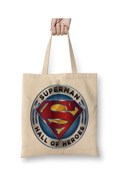 Baskı Dükkanı Υφασμάτινη τσάντα Σούπερμαν με μακριά λαβή