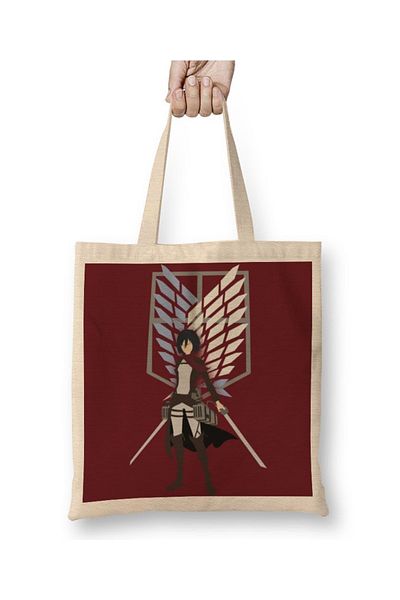 Baskı Dükkanı Attack On Titan Mikasa υφασμάτινη τσάντα με μακριά λαβή