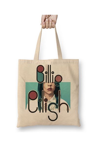 Baskı Dükkanı Billie Eilish 04 υφασμάτινη τσάντα μακριά λαβή