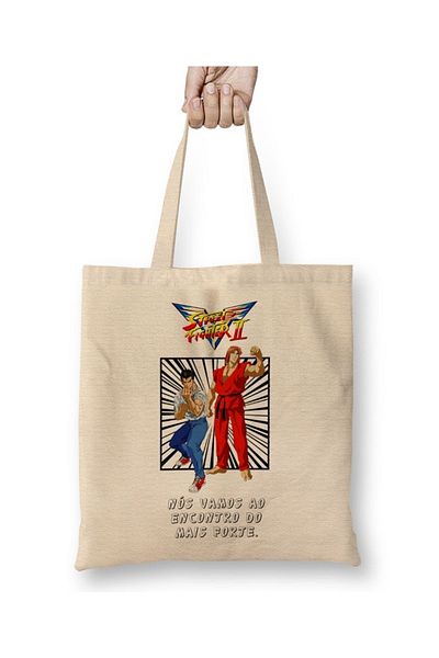 Baskı Dükkanı Street Fighter Sf II Victory υφασμάτινη τσάντα με μακριά λαβή
