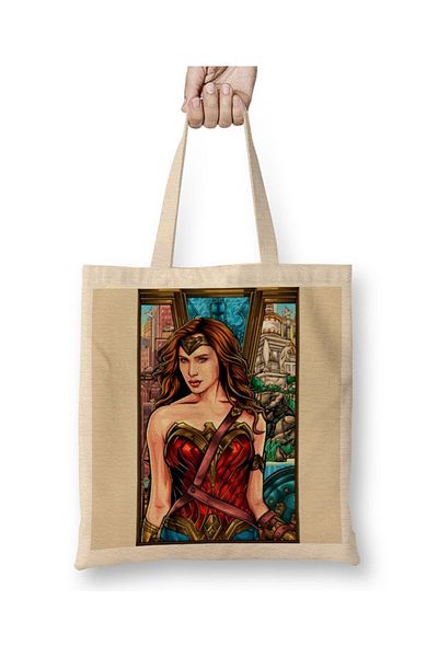 Baskı Dükkanı Υφασμάτινη τσάντα Wonder Woman με μακριά λαβή