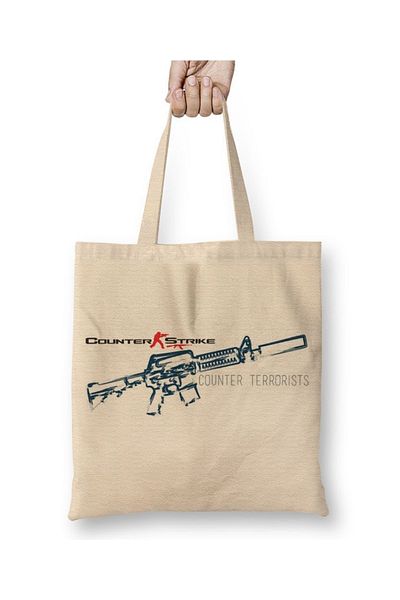 Baskı Dükkanı Υφασμάτινη τσάντα Counter Strike Counter Terrorist Cs Go με μακριά λαβή