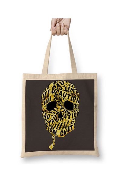Baskı Dükkanı Προσοχή Skull 2 υφασμάτινη τσάντα με μακριά λαβή