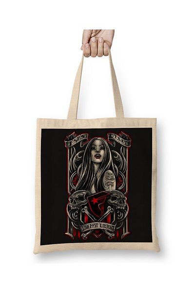 Baskı Dükkanı Υφασμάτινη τσάντα Vampira Vampire με μακριά λαβή