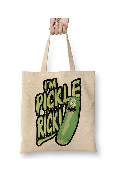 Baskı Dükkanı Pickle Rick υφασμάτινη τσάντα με μακριά λαβή