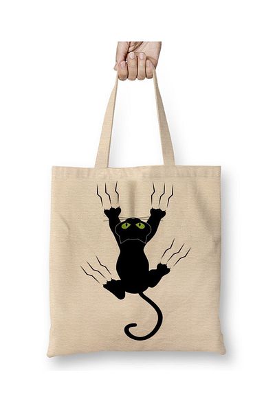 Baskı Dükkanı Υφασμάτινη τσάντα Gato Preto Cat Cat με μακριά λαβή