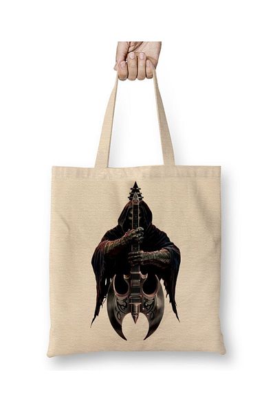 Baskı Dükkanı Death Guitar Music Cloth Bag Long Handle