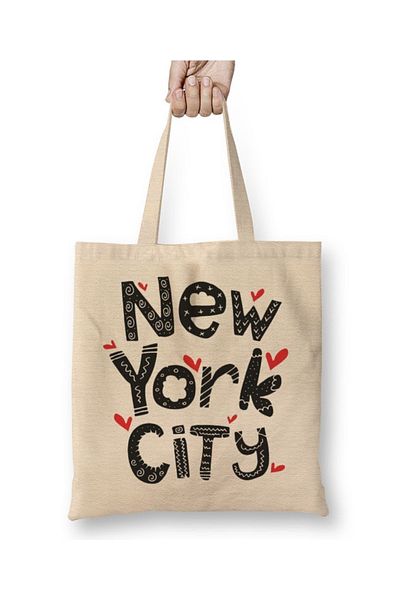 Baskı Dükkanı Υφασμάτινη τσάντα New York City με μακριά λαβή