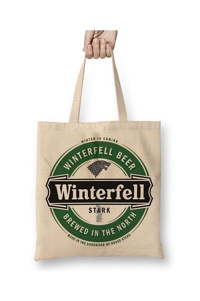 Baskı Dükkanı Geantă din pânză pentru bere Game Of Thrones Winterfell cu mâner lung