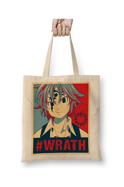 Baskı Dükkanı The Seven Deadly Sins Meliodas- Wrath υφασμάτινη τσάντα με μακριά λαβή