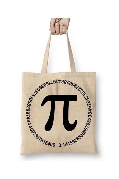 Baskı Dükkanı Μαθηματικά Circle Pi Number υφασμάτινη τσάντα μακριά λαβή