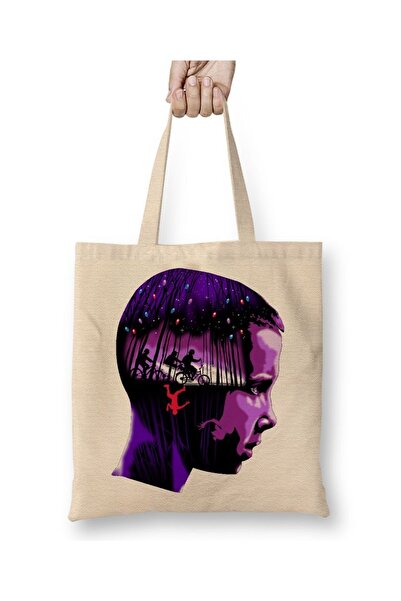 Baskı Dükkanı حقيبة قماش من Stranger Things ذات مقبض طويل