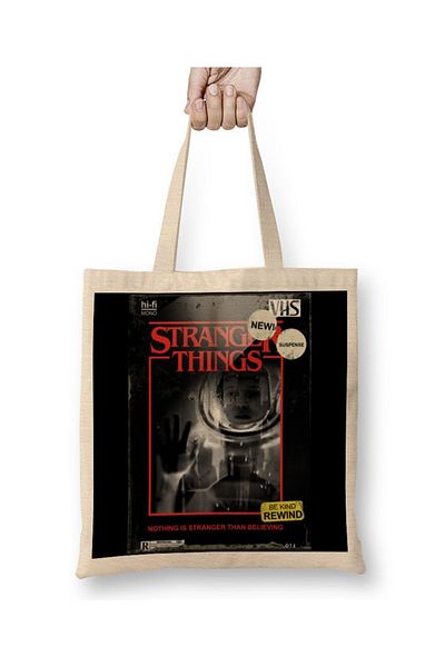 Baskı Dükkanı Geantă vintage din pânză Stranger Things cu mâner lung