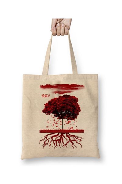 Baskı Dükkanı Υφασμάτινη τσάντα Arvore De Sangue με μακριά λαβή