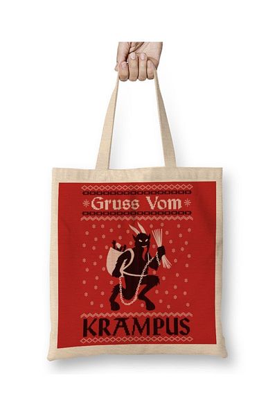 Baskı Dükkanı Υφασμάτινη τσάντα Grus Vom Krampus με μακριά λαβή