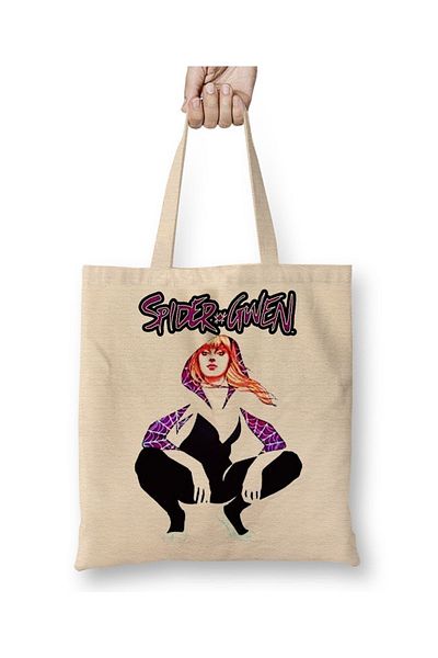 Baskı Dükkanı Υφασμάτινη τσάντα Spider Gwen με μακριά λαβή