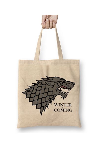 Baskı Dükkanı Το Game Of Thrones έρχεται Χειμώνας υφασμάτινη τσάντα μακριά λαβή