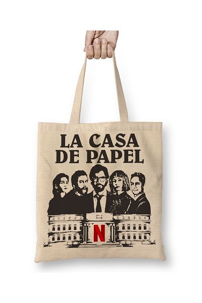 Baskı Dükkanı La Casa De Papel 05 Geantă Pânză Mâner Lung