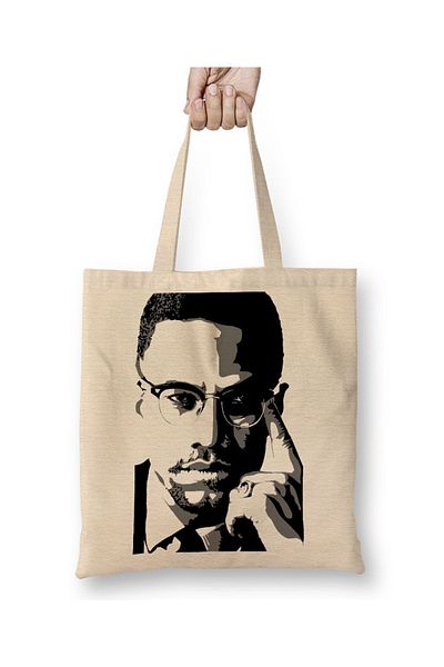 Baskı Dükkanı Malcom X Illustration υφασμάτινη τσάντα με μακριά λαβή
