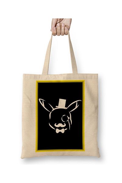 Baskı Dükkanı Pikachu Gentleblack υφασμάτινη τσάντα με μακριά λαβή