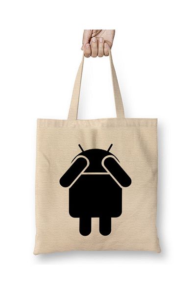 Baskı Dükkanı Android υφασμάτινη τσάντα μακριά λαβή