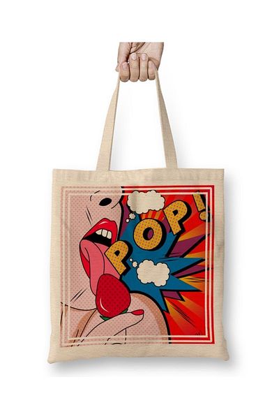 Baskı Dükkanı Pop Lip υφασμάτινη τσάντα με μακριά λαβή