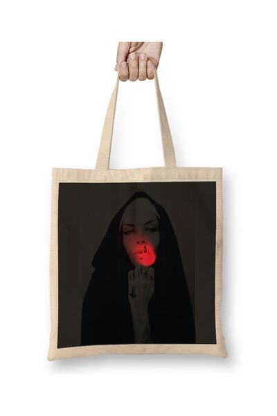 Baskı Dükkanı حقيبة قماش فريرا جوتيكا بيد طويلة