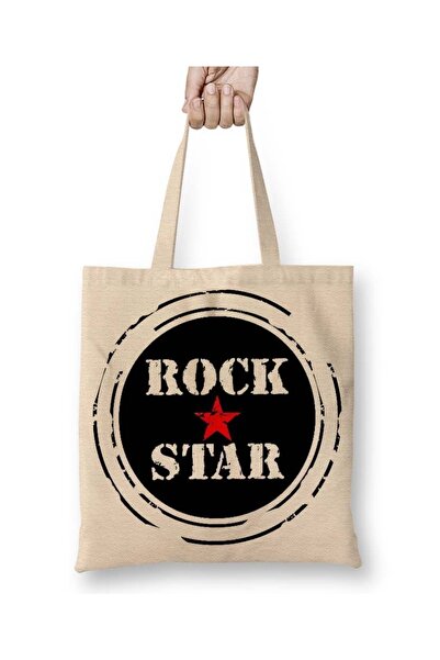 Baskı Dükkanı Rock Star Red Star tkanina Torba duga Sa ručkom