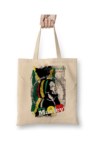 Baskı Dükkanı Bob Marley tkanina Torba duga Sa ručkom