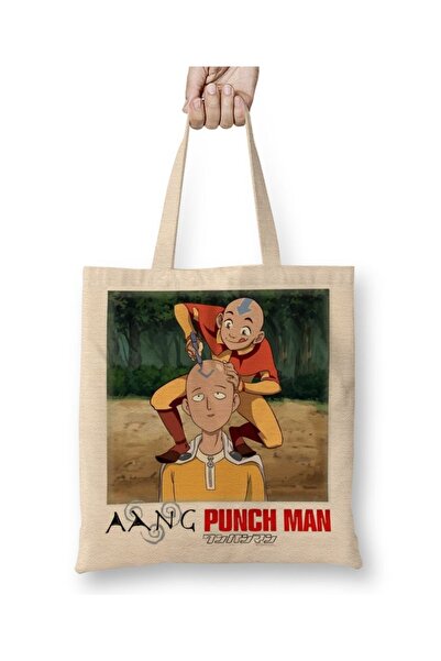 Baskı Dükkanı Aang Punch Man tkanina Torba dugačka Sa ručkom