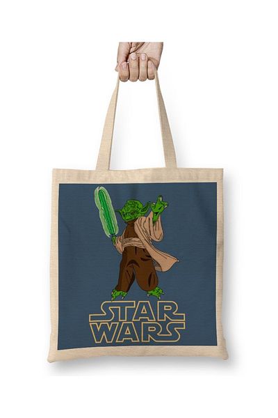 Baskı Dükkanı Υφασμάτινη τσάντα Mestre Yoda 2 με μακριά λαβή